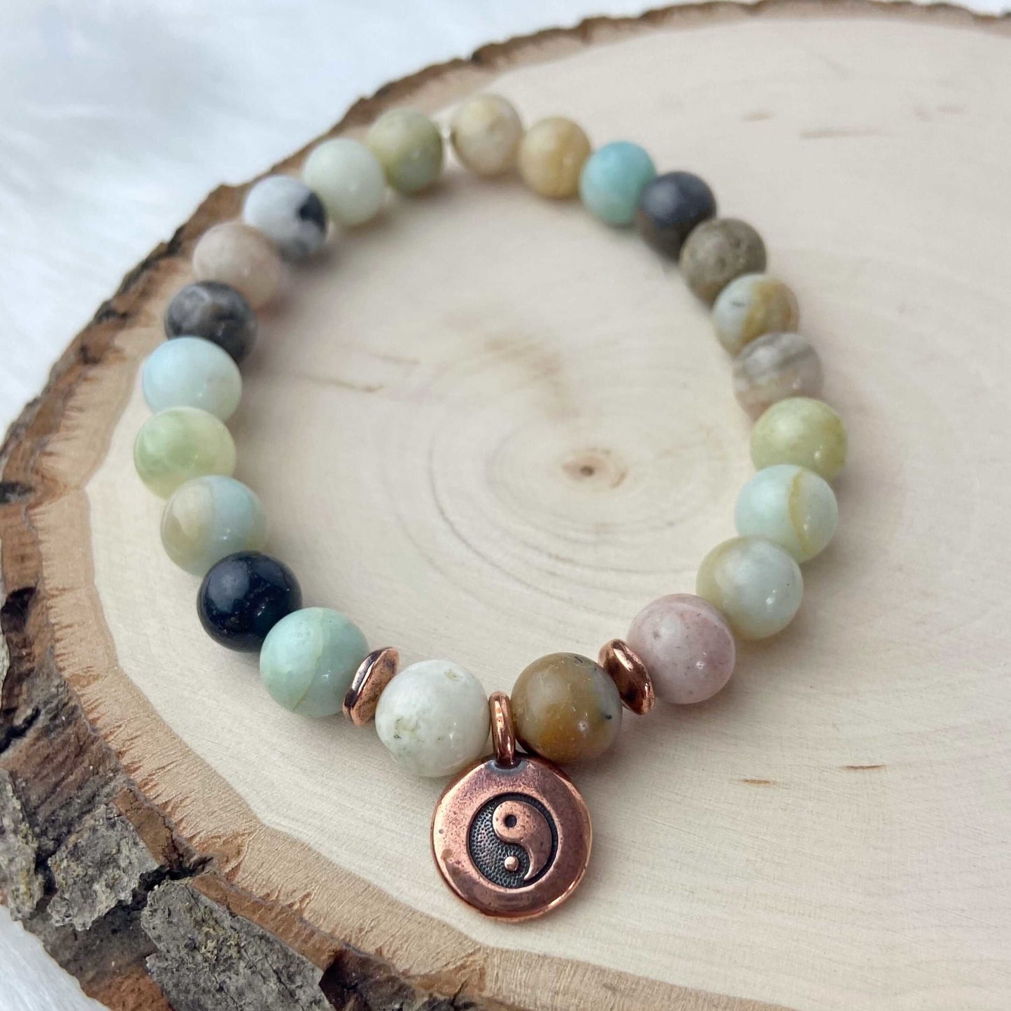 ShaktiStones Amazonite and Yin Yang Bracelet