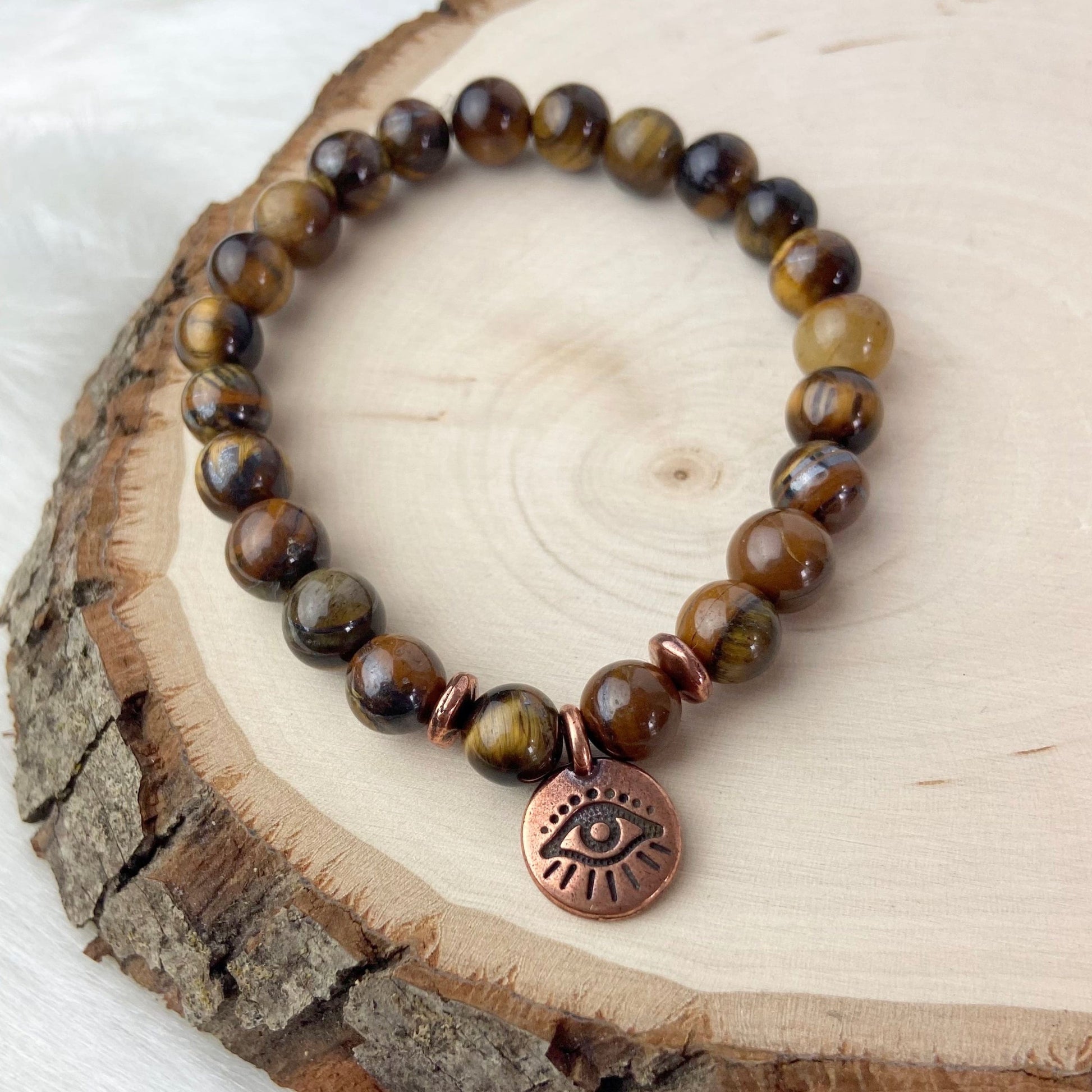 ShaktiStones Tiger's Eye + Evil Eye Bracelet